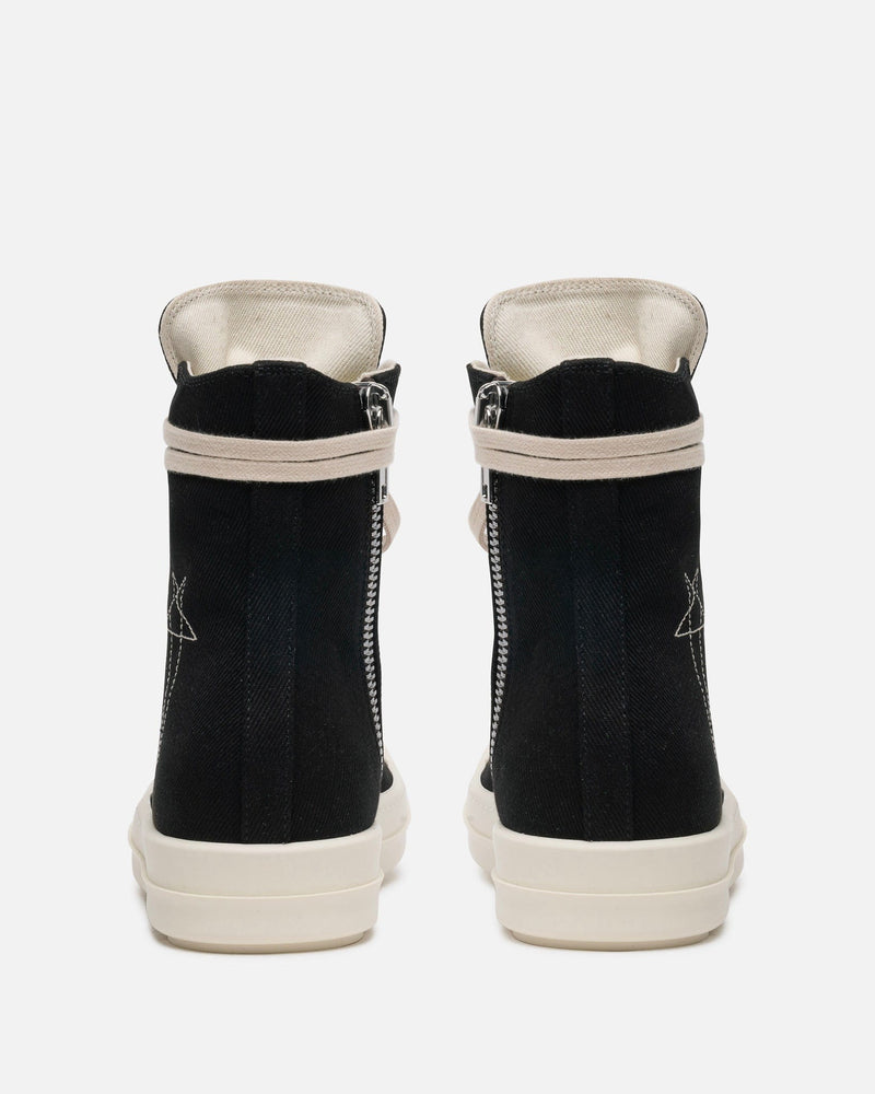 Rick Owens DRKSHDW Men's Sneakers Overdyed Denim Ramones in Black/Pearl