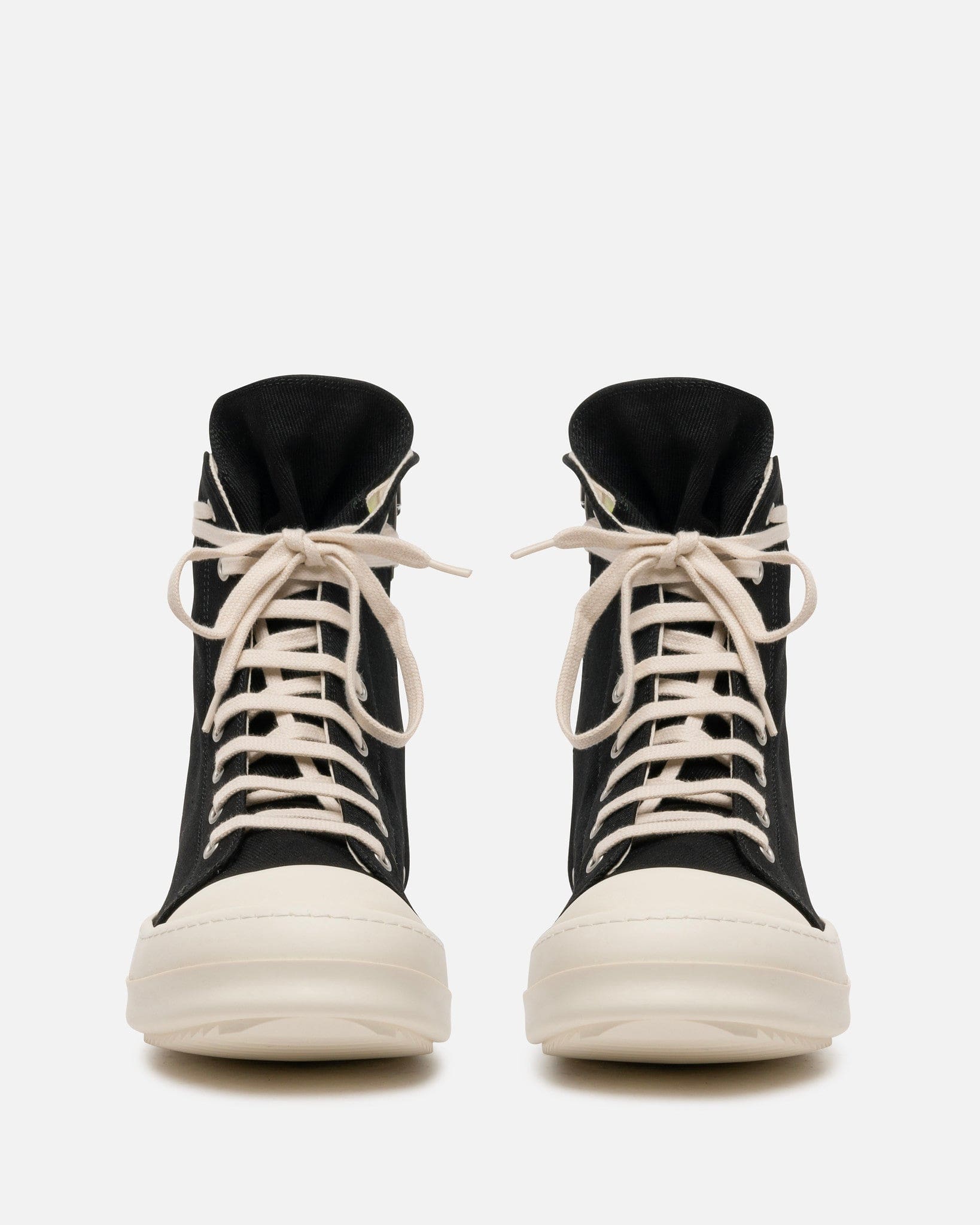 Rick Owens DRKSHDW Men's Sneakers Overdyed Denim Ramones in Black/Pearl