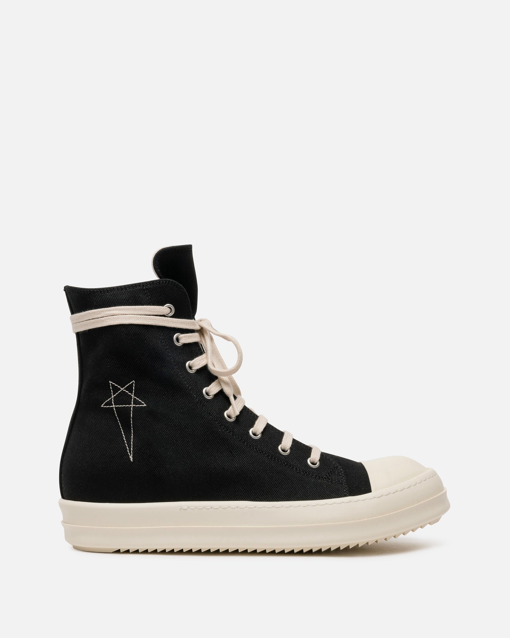 Rick Owens DRKSHDW Men's Sneakers Overdyed Denim Ramones in Black/Pearl