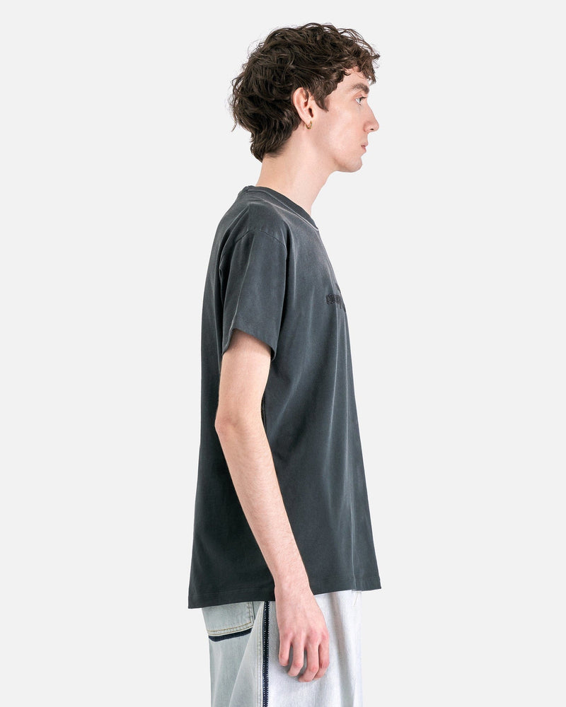 Maison Margiela Men's T-Shirts Overdyed Treatment Logo T-Shirt in Washed Black