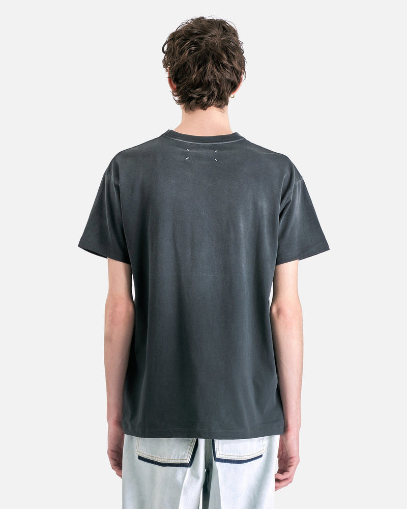 Maison Margiela Men's T-Shirts Overdyed Treatment Logo T-Shirt in Washed Black