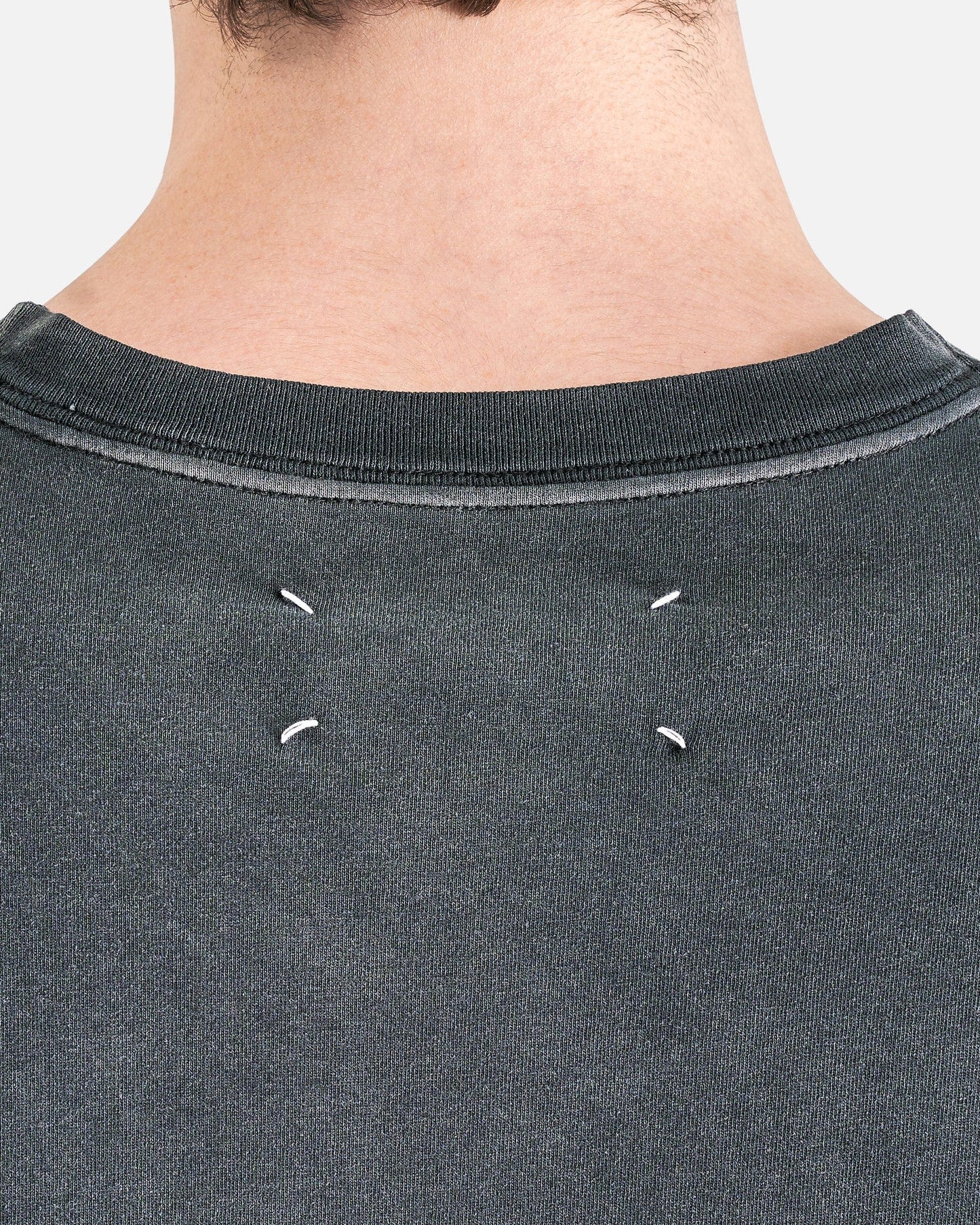 Maison Margiela Men's T-Shirts Overdyed Treatment Logo T-Shirt in Washed Black