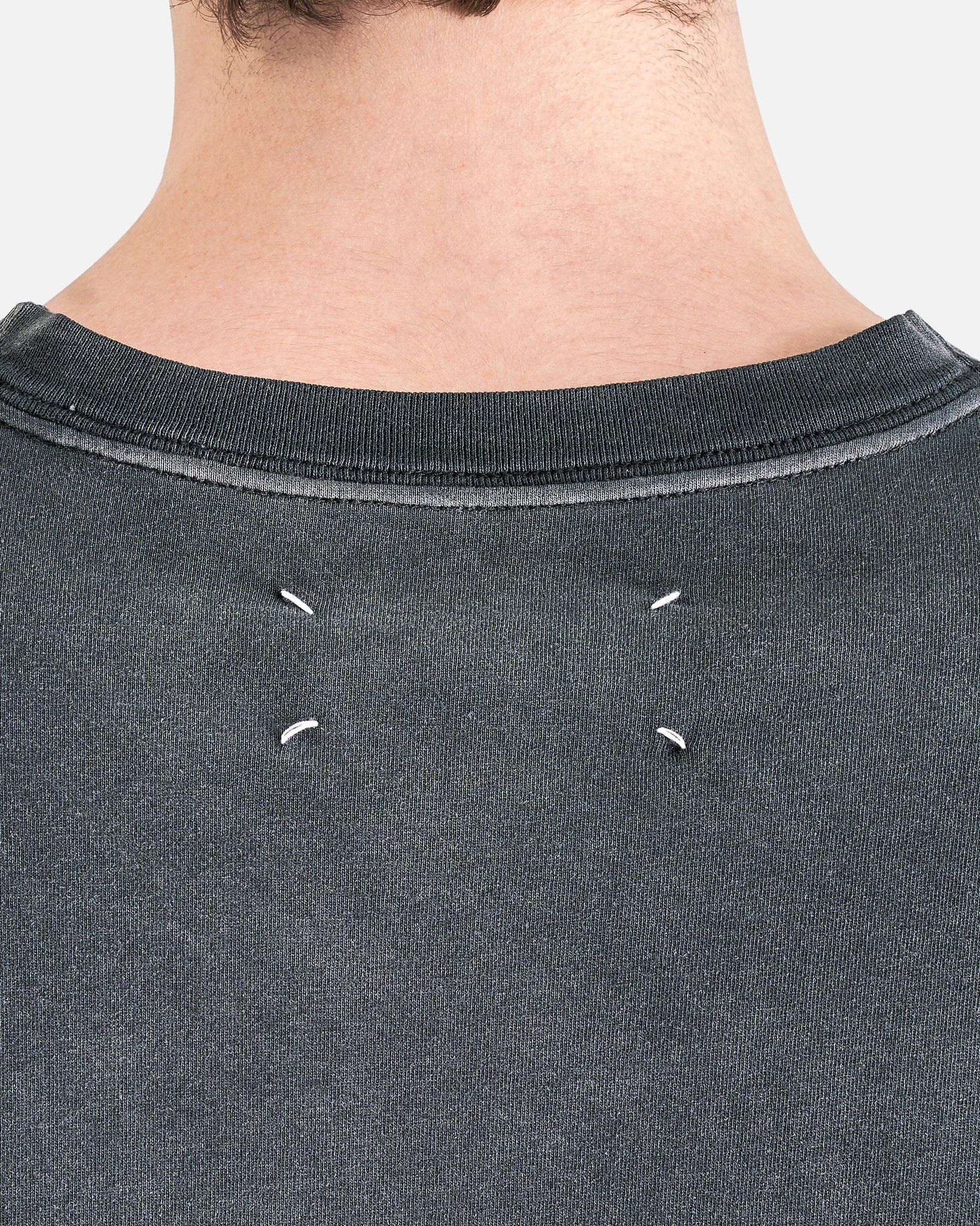 Maison Margiela Men's T-Shirts Overdyed Treatment Logo T-Shirt in Washed Black