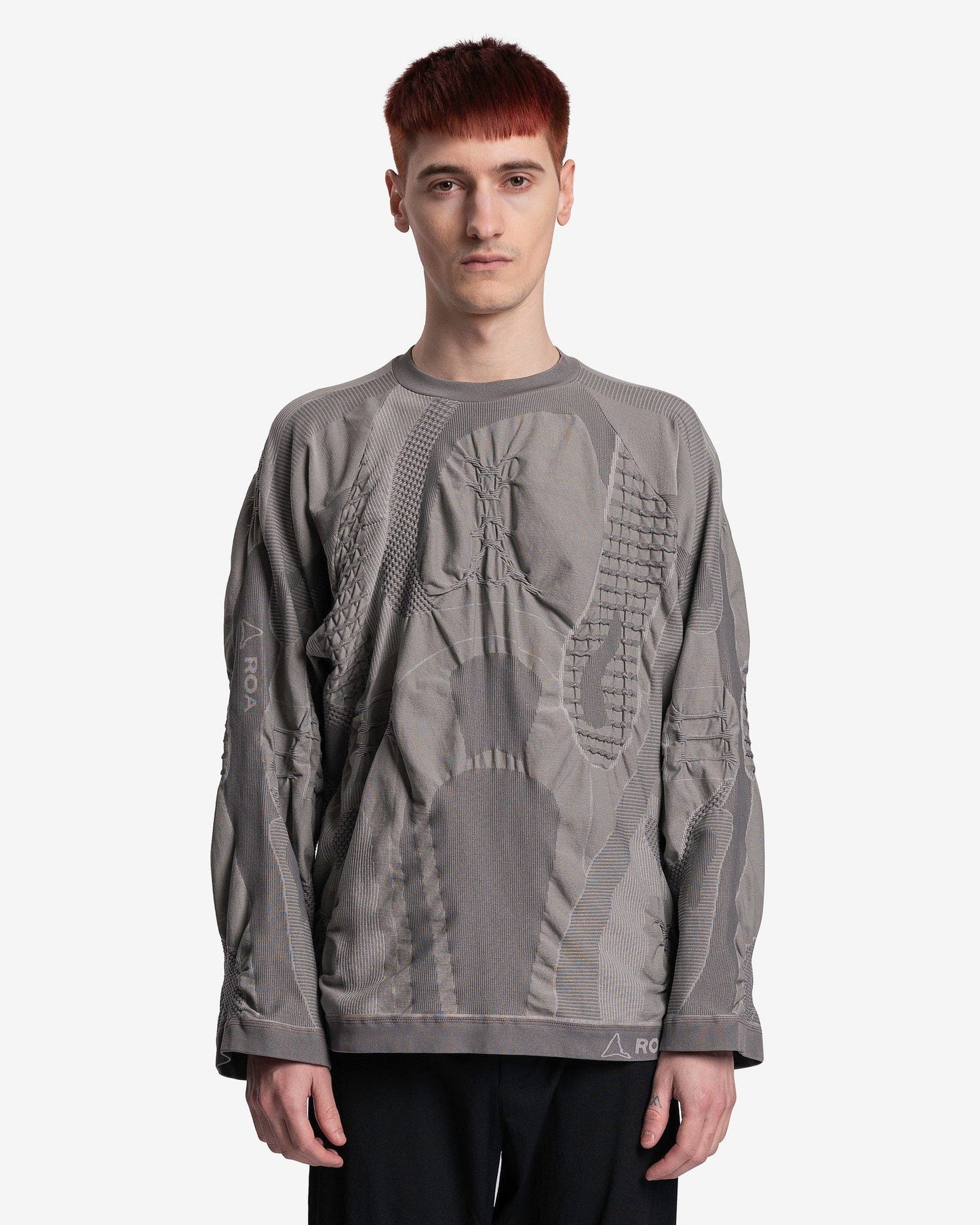 Roa Men's Sweater O/S Oversized 3D Knit in Grigio/Tortora