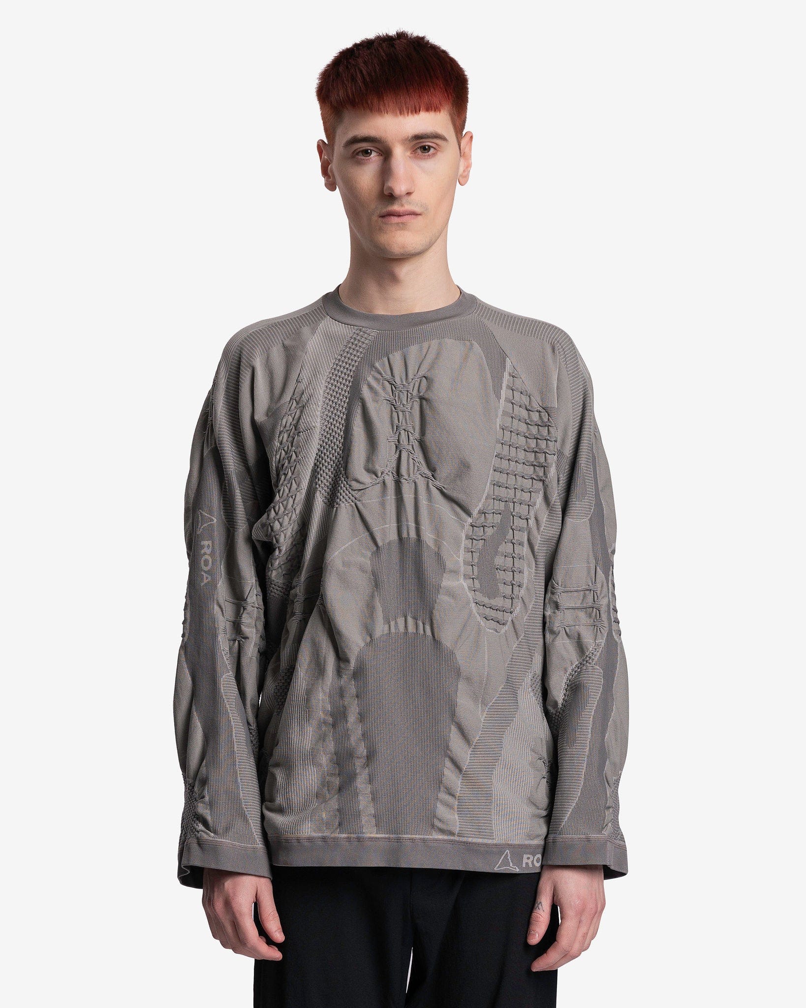 Roa Men's Sweater O/S Oversized 3D Knit in Grigio/Tortora