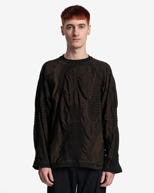 Roa Men's Sweater O/S Oversized 3D Knit in Nero/Marrone