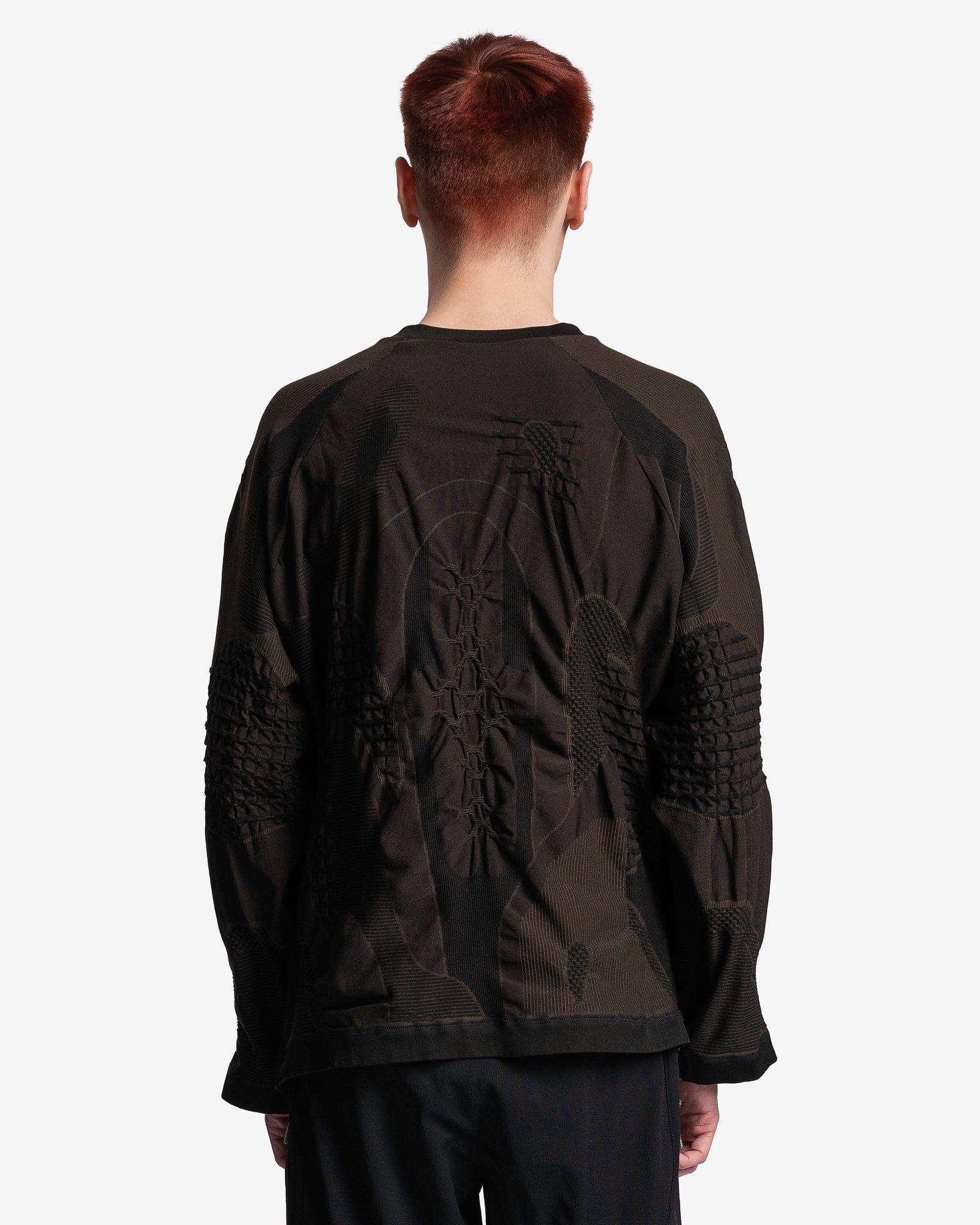 Roa Men's Sweater O/S Oversized 3D Knit in Nero/Marrone