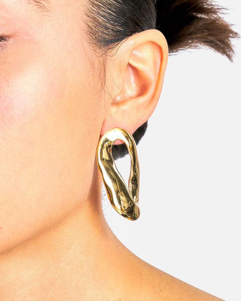 Marni Jewelry OS Oversized Irregular Ring Earrings in Gold