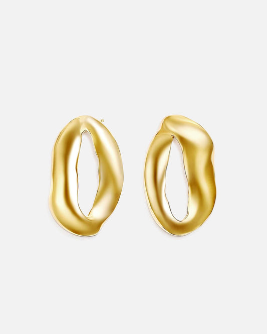 Marni Jewelry OS Oversized Irregular Ring Earrings in Gold