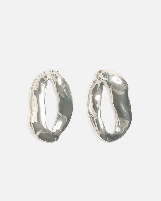 Marni Jewelry OS Oversized Irregular Ring Earrings in Palladium