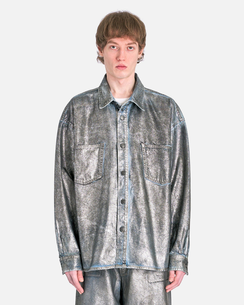 Acne Studios Men's Shirts Oversized Long Sleeve Shirt in Silver/Blue