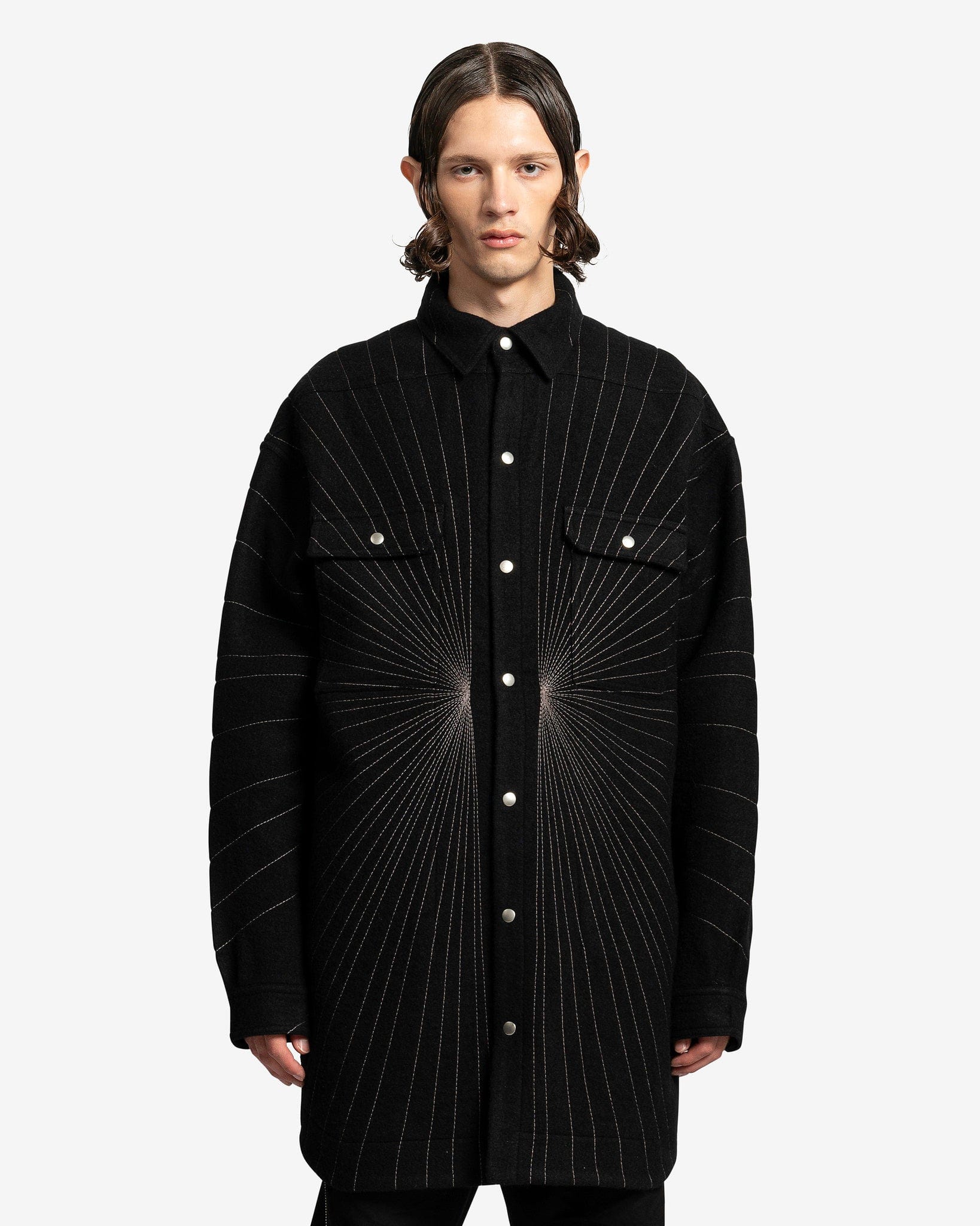 Rick Owens Men's Jackets Oversized Outershirt in Black/Dust