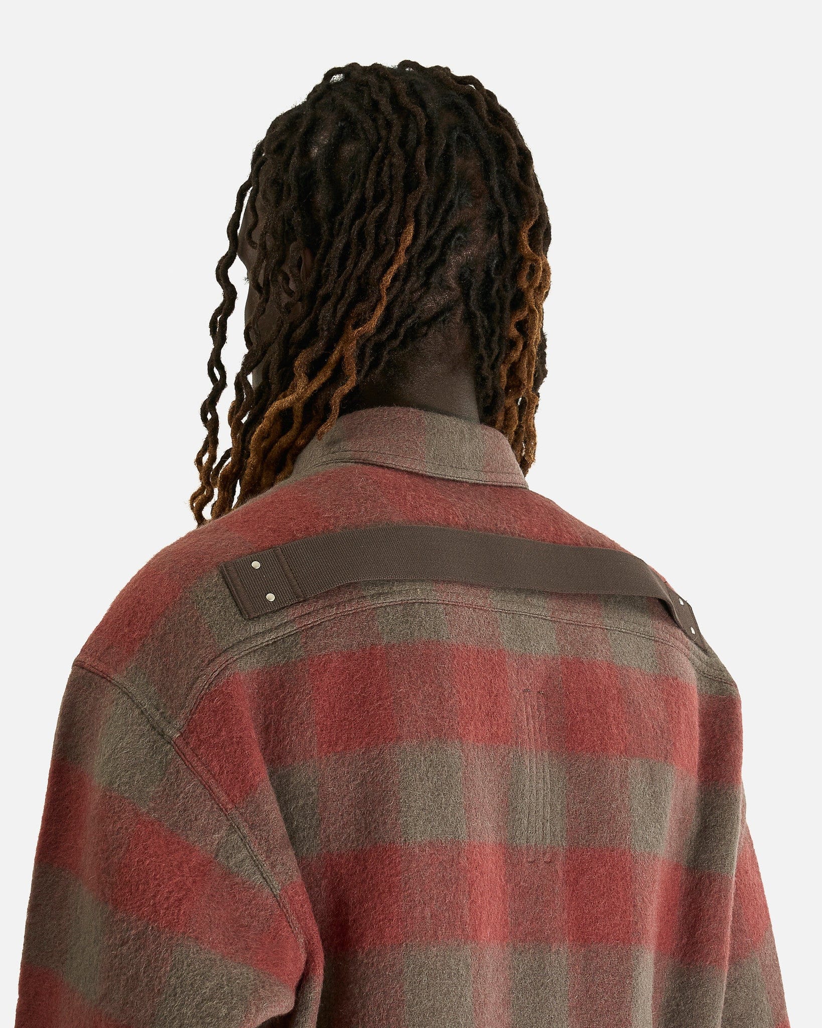 Rick Owens Men's Shirts Oversized Outershirt in Rosewood Plaid