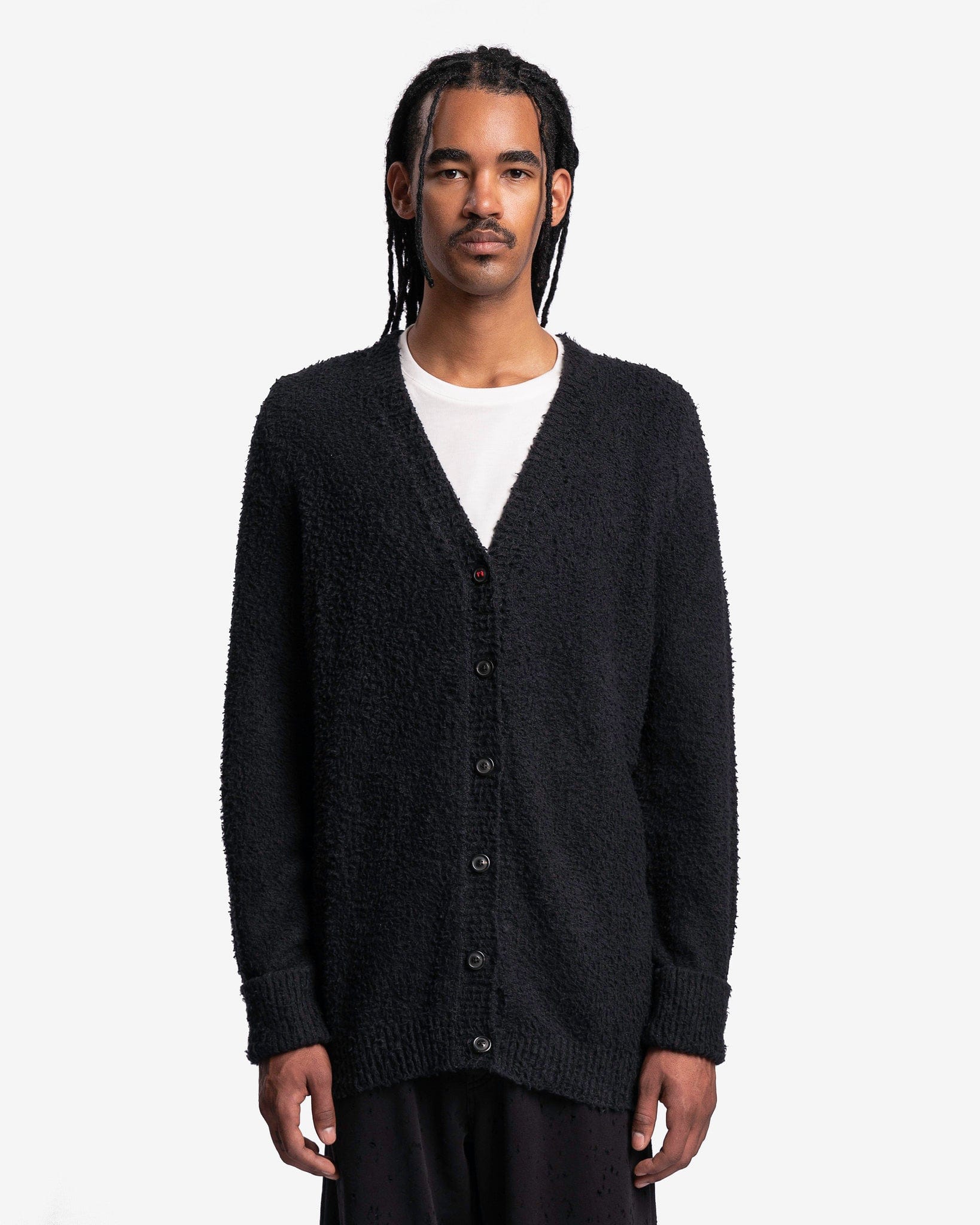 Maison Margiela Men's Sweater Oversized Piled Cardigan in Black