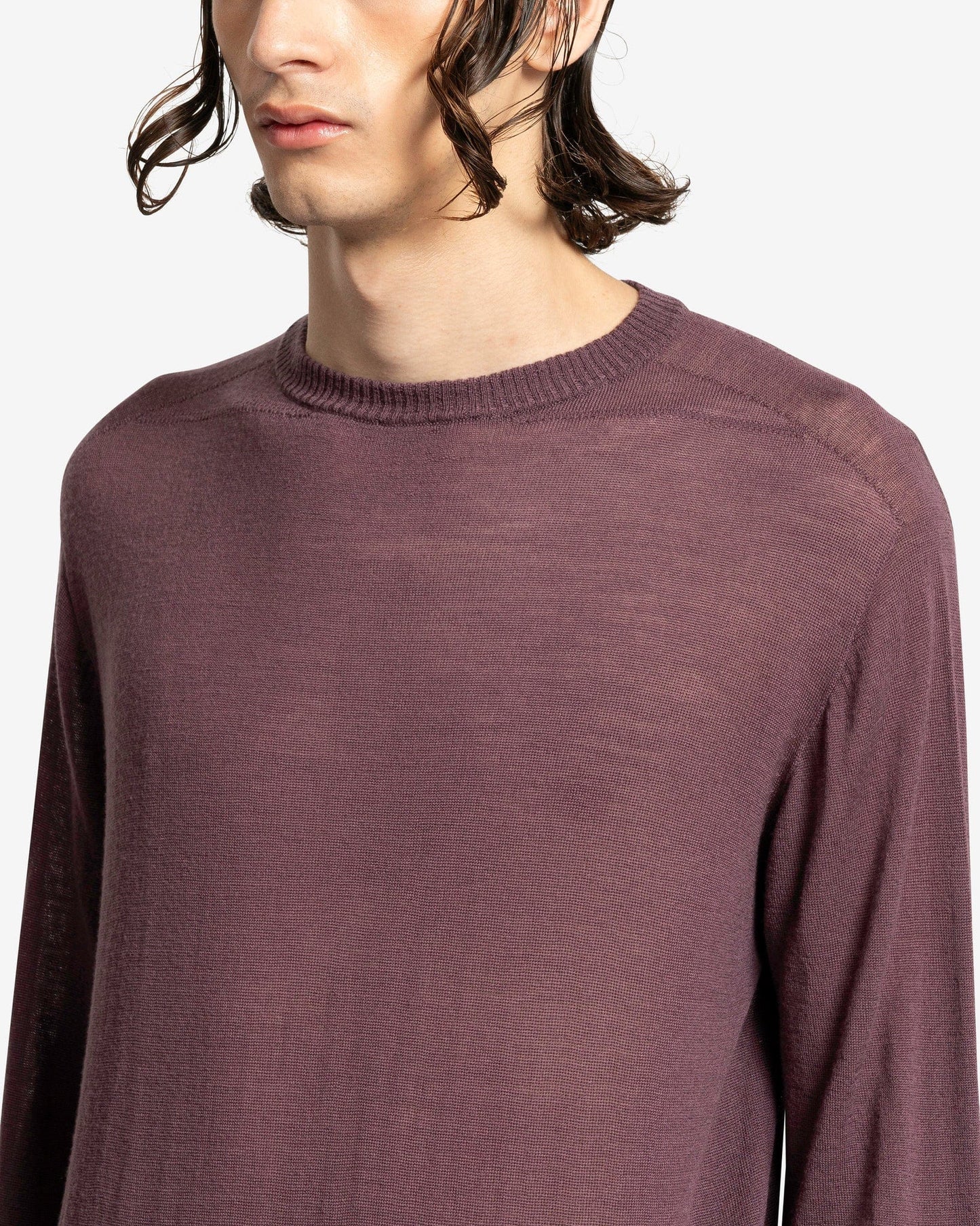 Rick Owens Men's Sweater O/S Oversized Round Neck in Amethyst