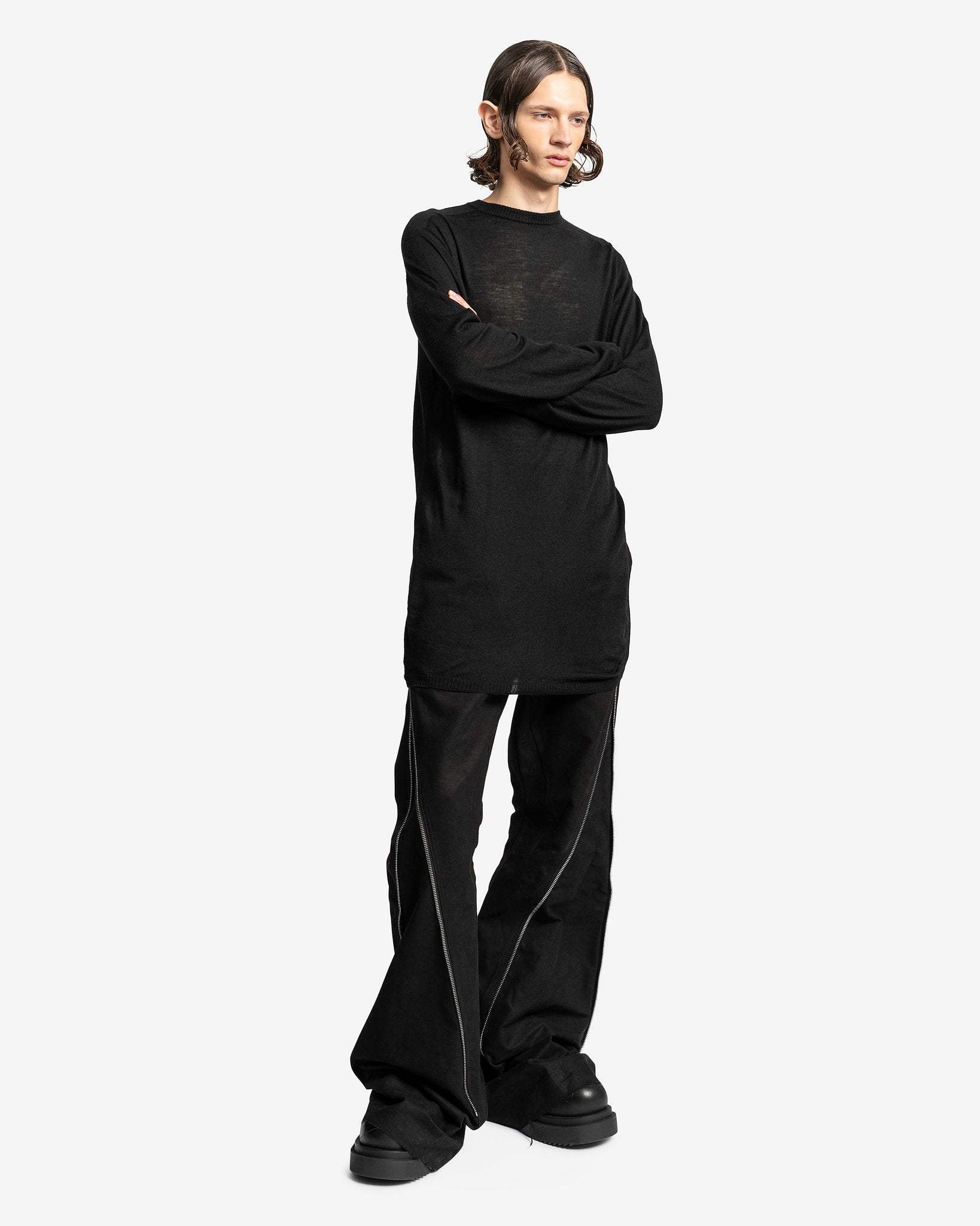 Rick Owens Men's Sweater O/S Oversized Round Neck in Black