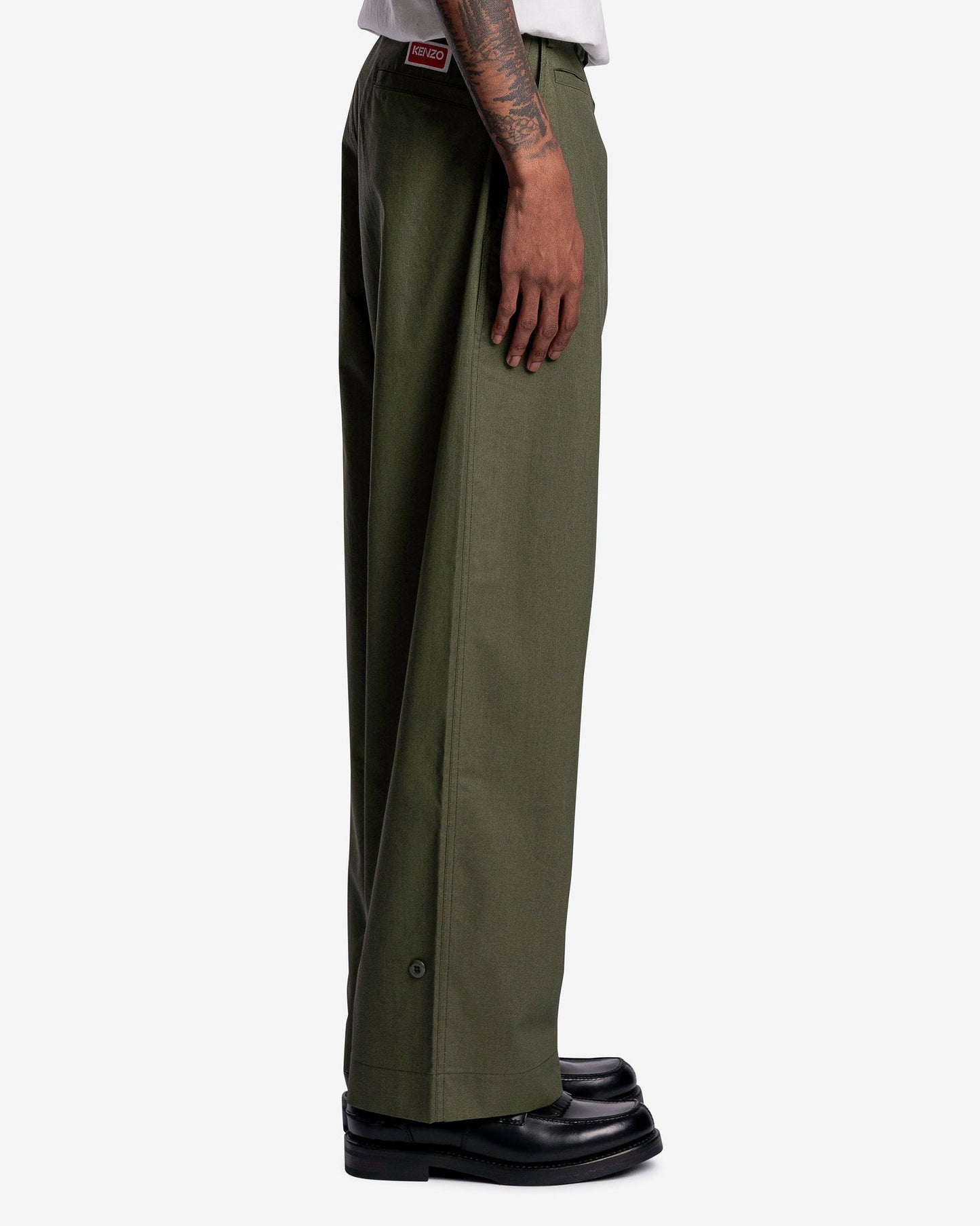 KENZO Men's Pants Oversized Straight Pant in Dark Khaki