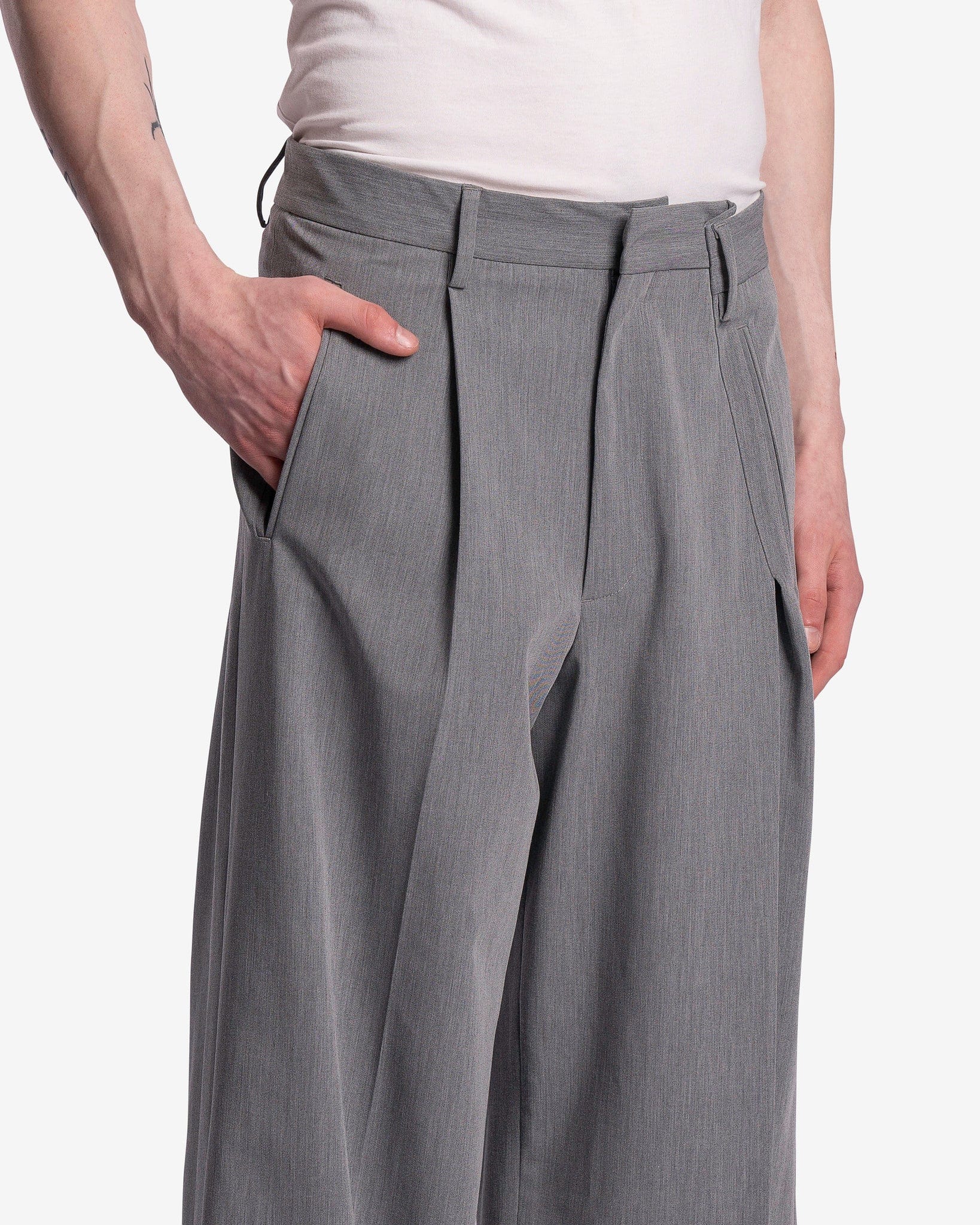MM6 Maison Margiela Men's Pants Oversized Trousers in Grey Melange
