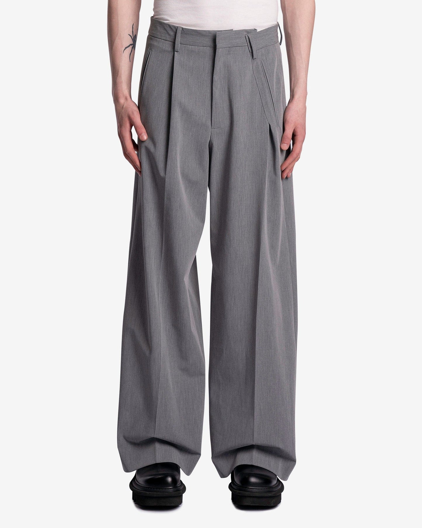 MM6 Maison Margiela Men's Pants Oversized Trousers in Grey Melange