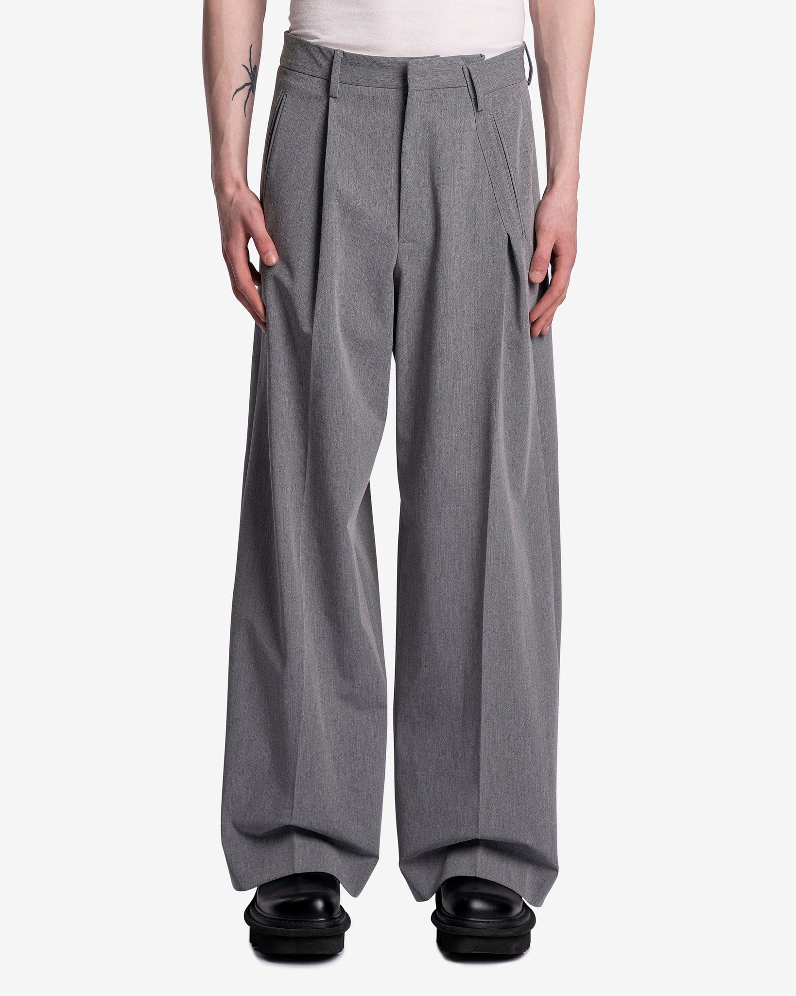 MM6 Maison Margiela Men's Pants Oversized Trousers in Grey Melange