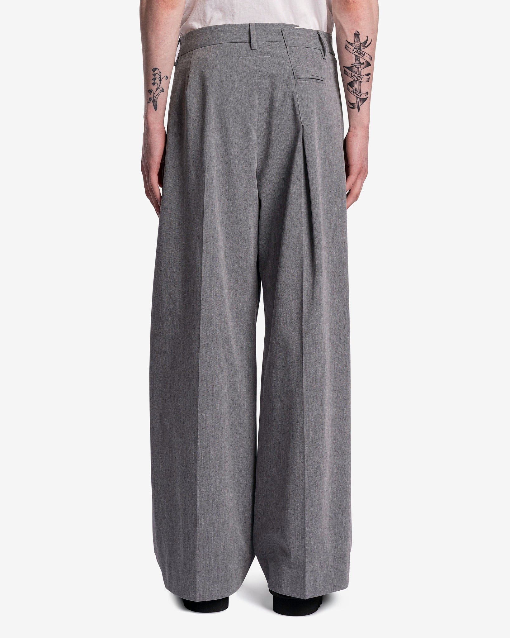 MM6 Maison Margiela Women Pants Oversized Trousers in Grey Melange