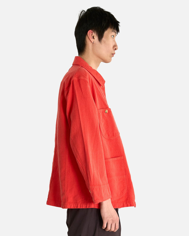 Auralee Men's Shirts Ox Work Jacket in Red Orange