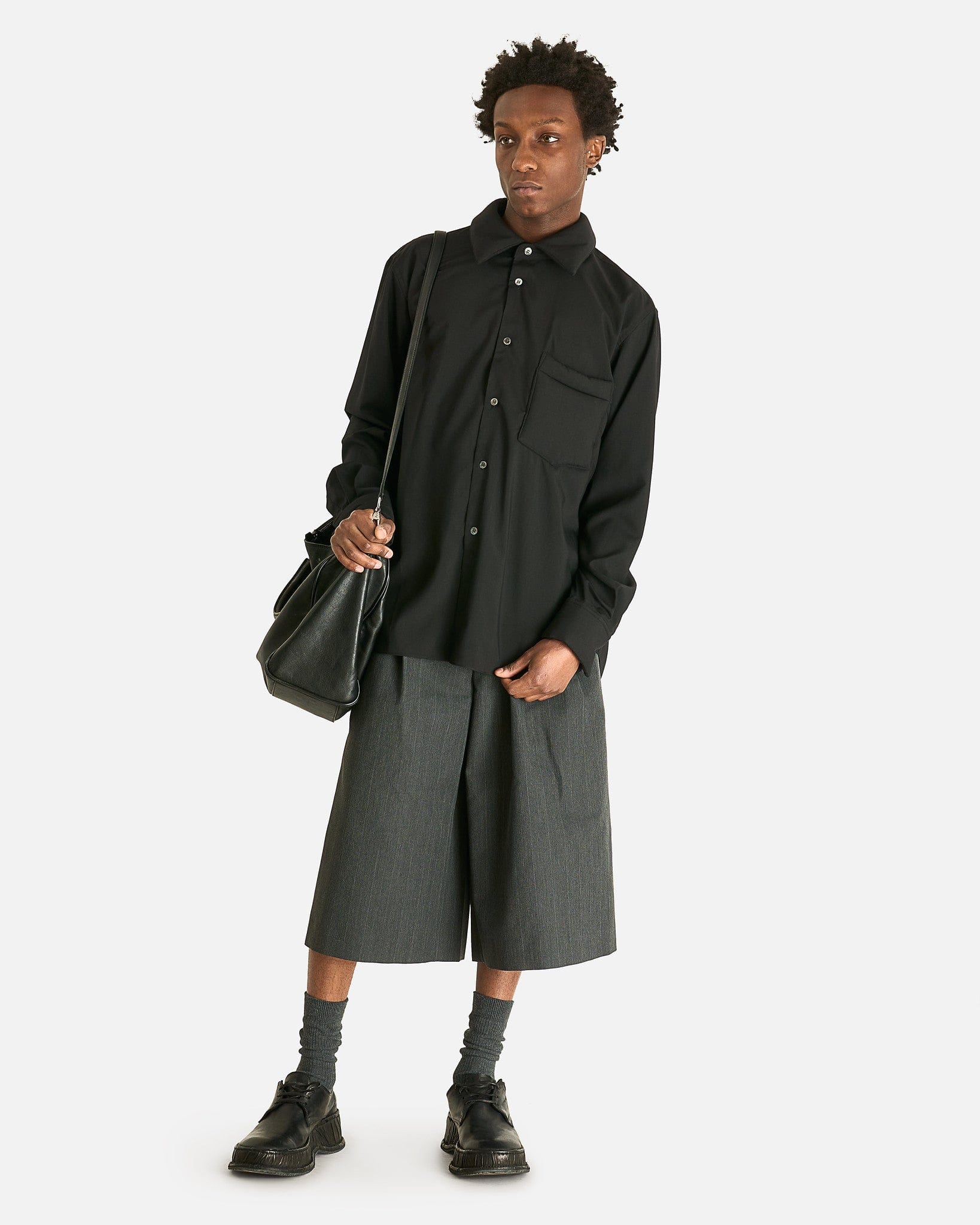 Comme des Garcons HOMME PLUS Men's Shirts Padded Collar Shirt in Black