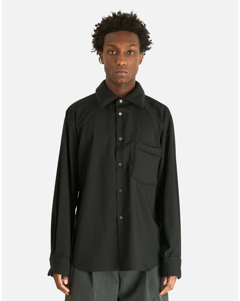 Padded Collar Shirt in Black