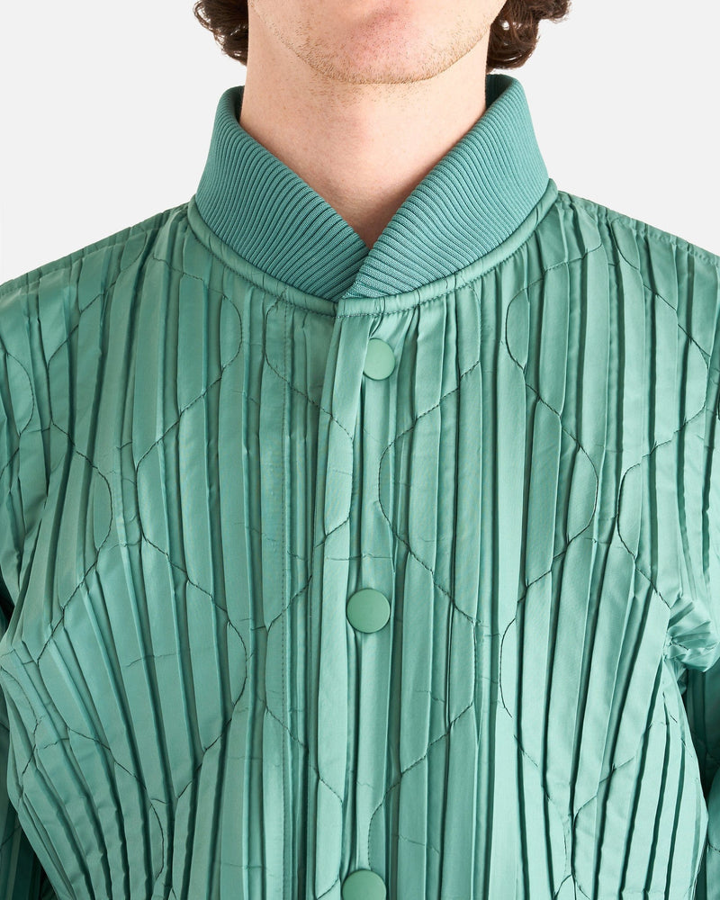 Homme Plissé Issey Miyake Men's Jackets Padded Pleats Blouson in Green