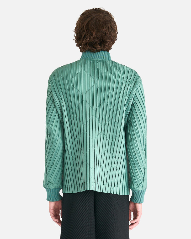 Homme Plissé Issey Miyake Men's Jackets Padded Pleats Blouson in Green