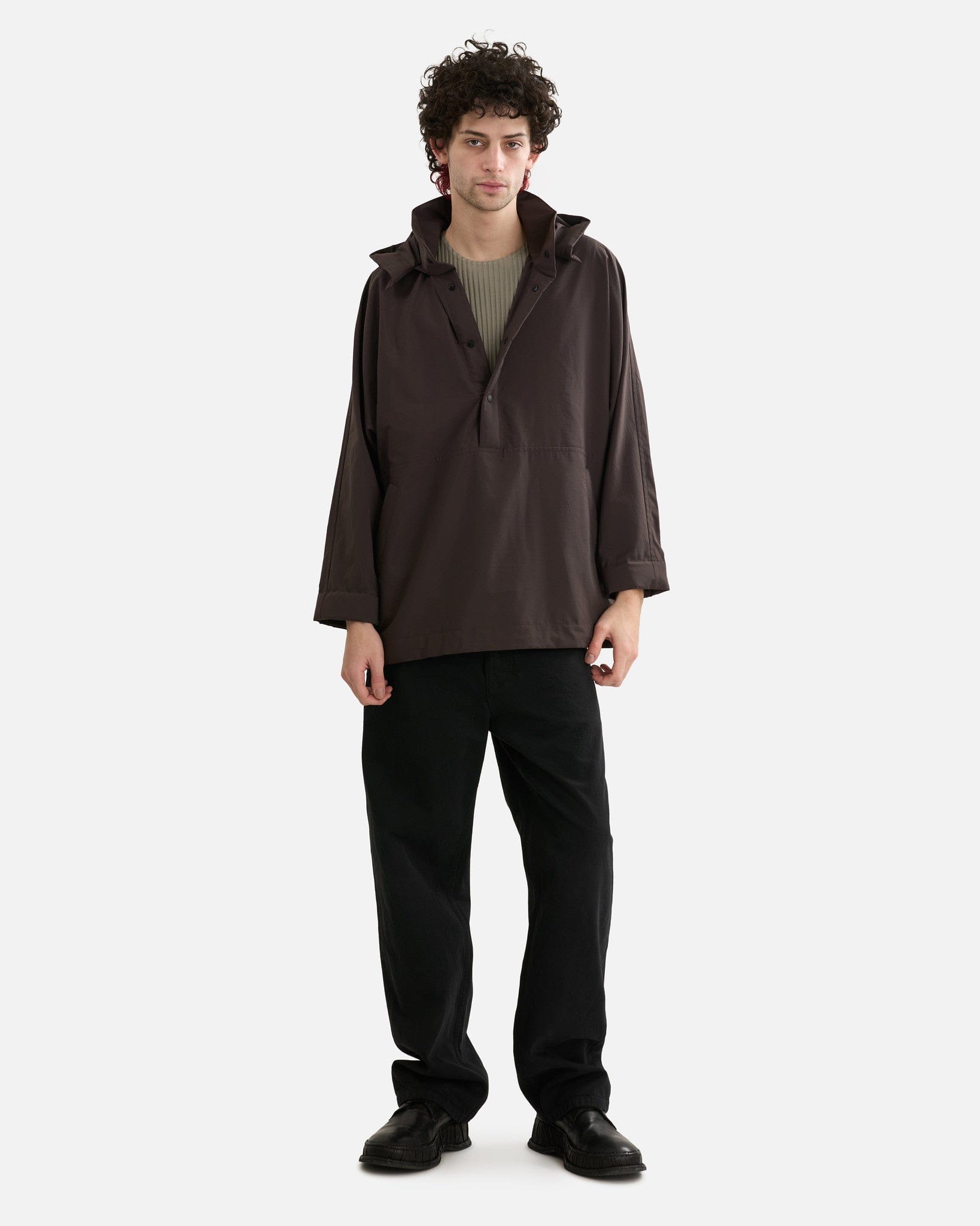 Homme Plissé Issey Miyake Men's Shirts Padded Rim Shirt in Brown