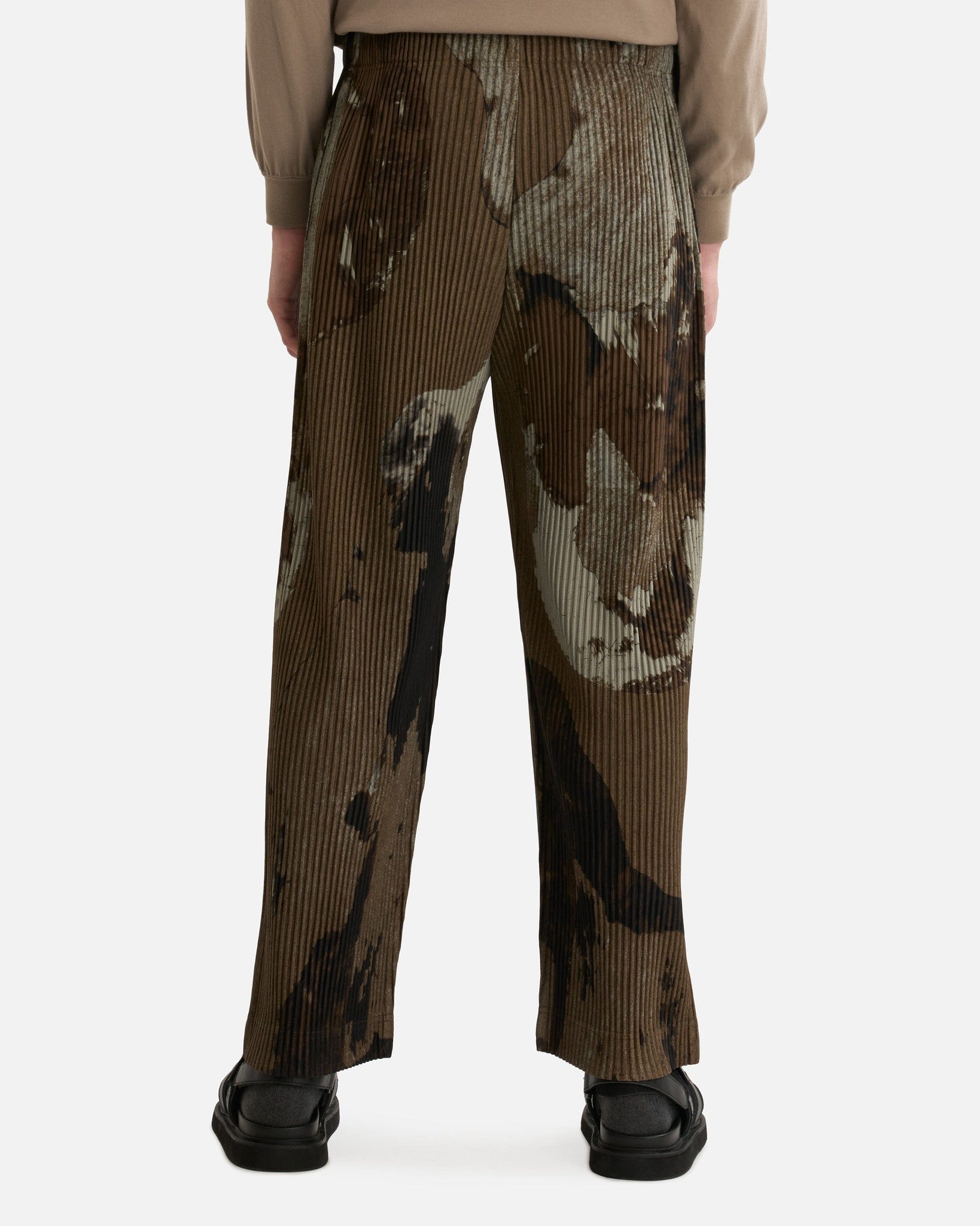 Homme Plissé Issey Miyake Men's Pants Painted Stone Pants in Brown
