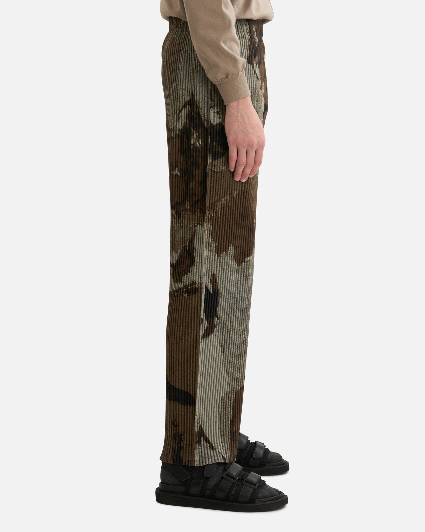 Homme Plissé Issey Miyake Men's Pants Painted Stone Pants in Brown