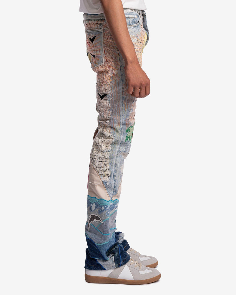 Who Decides War Men's Jeans Pale USA Seaboard Denim in Sky/Multi