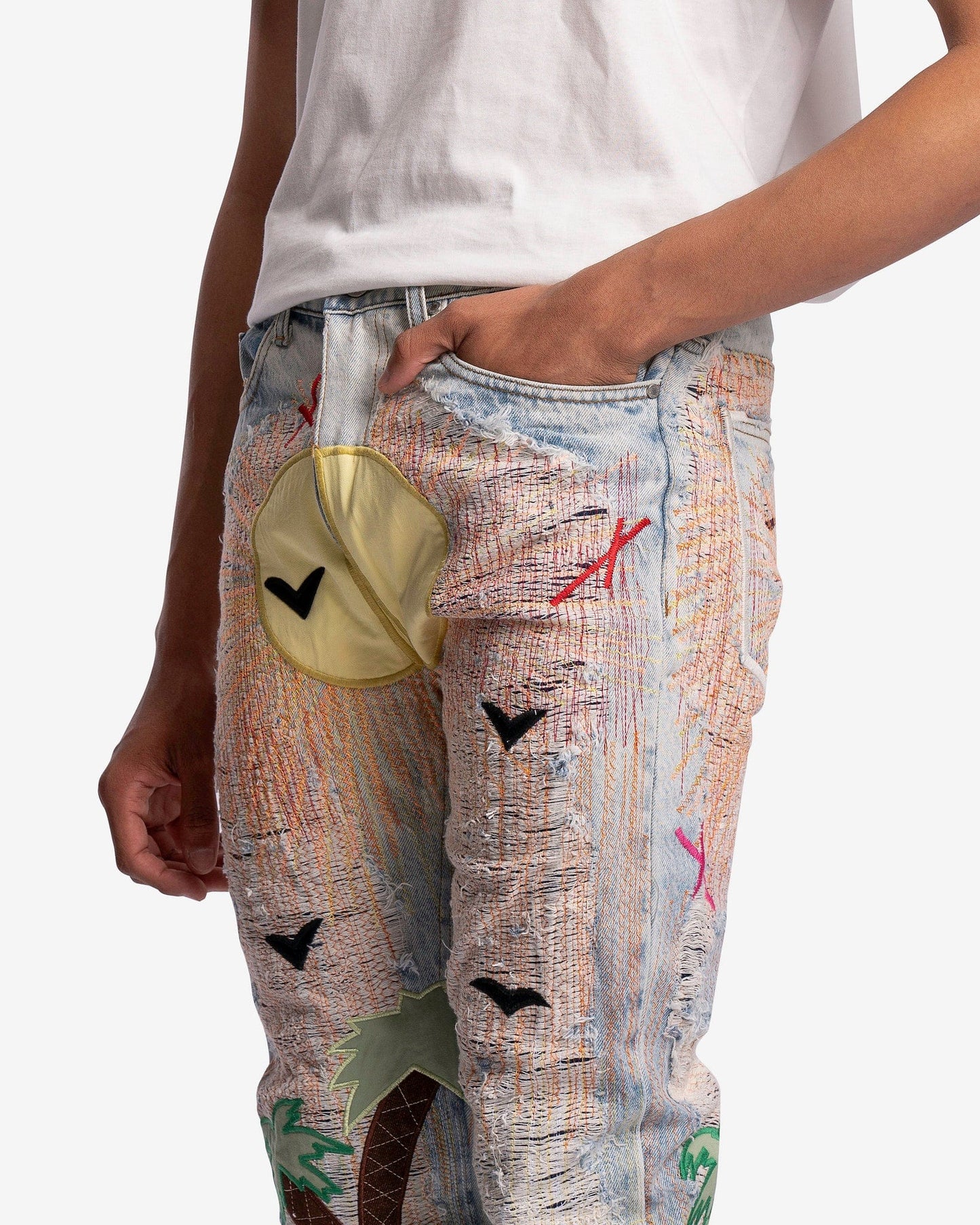 Who Decides War Men's Jeans Pale USA Seaboard Denim in Sky/Multi