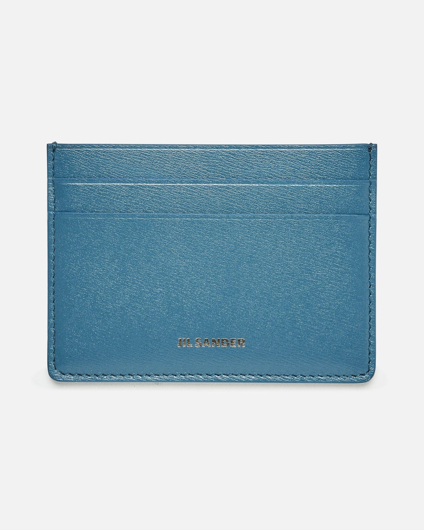 Jil Sander Leather Goods O/S Palmellato Leather Credit Card Holder in Sea Blue