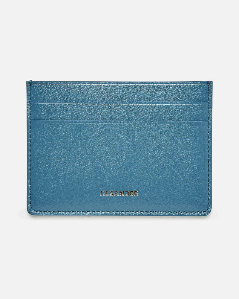 Jil Sander Leather Goods O/S Palmellato Leather Credit Card Holder in Sea Blue