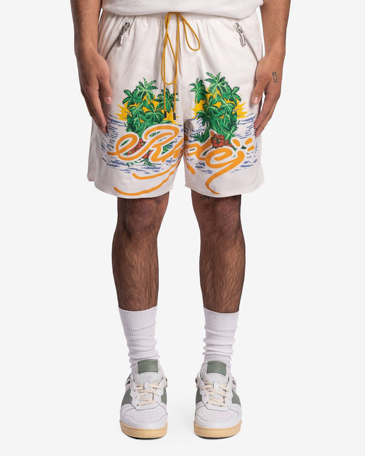 Rhude Men's Shorts Palms Logo Short in White