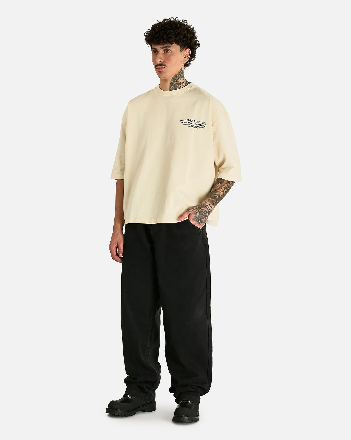 Willy Chavarria Men's T-shirts Panaderia Chavarria Buffalo Tee in Masa
