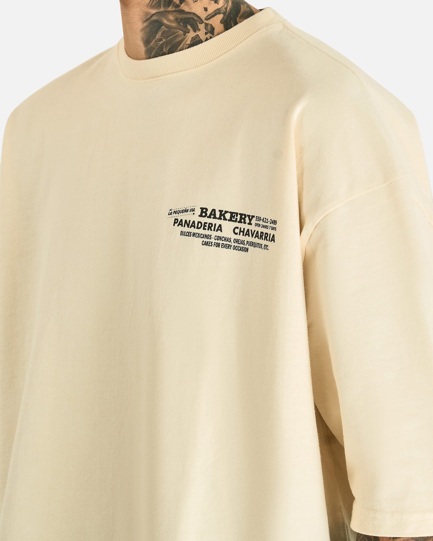 Willy Chavarria Men's T-shirts Panaderia Chavarria Buffalo Tee in Masa