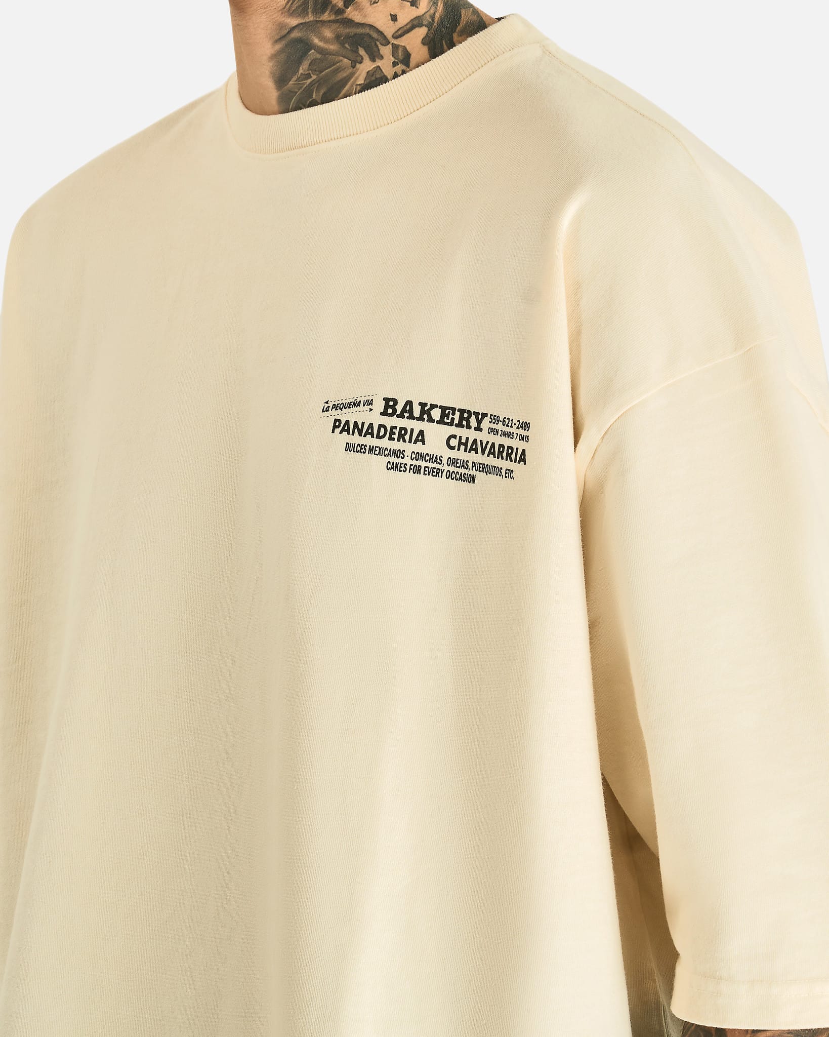Willy Chavarria Men's T-shirts Panaderia Chavarria Buffalo Tee in Masa