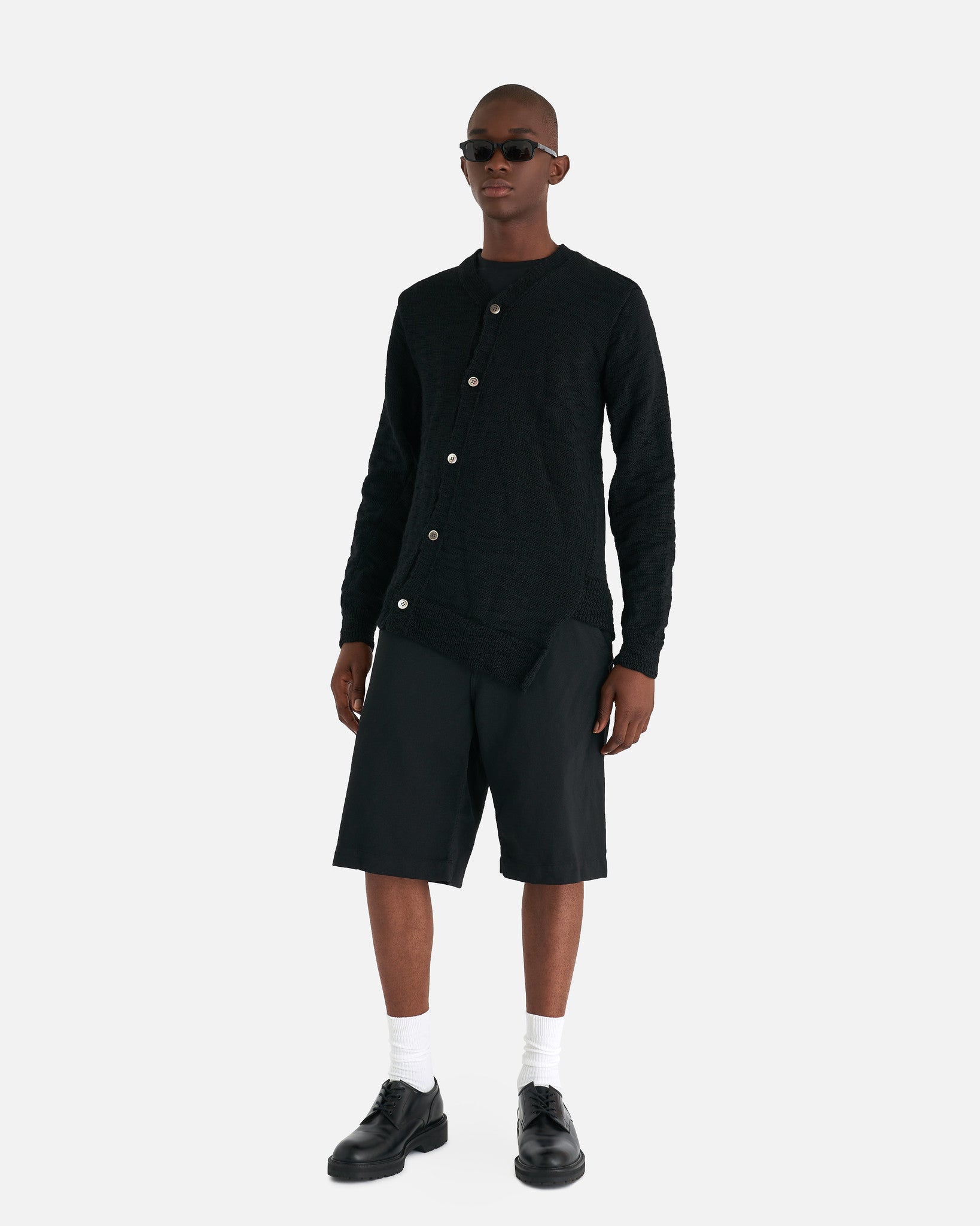 Comme des Garcons Homme Deux Men Sweaters Paneled Cardigan in Black