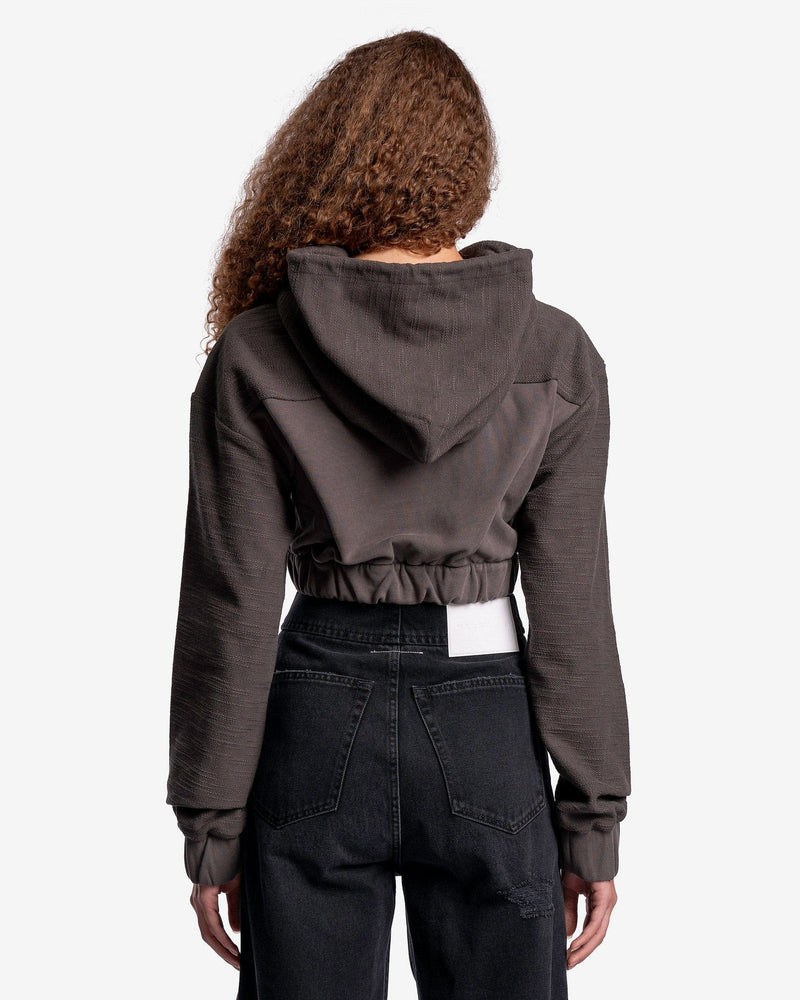 Feng Chen Wang Women Sweaters Paneled Hoodie in Charcoal Grey