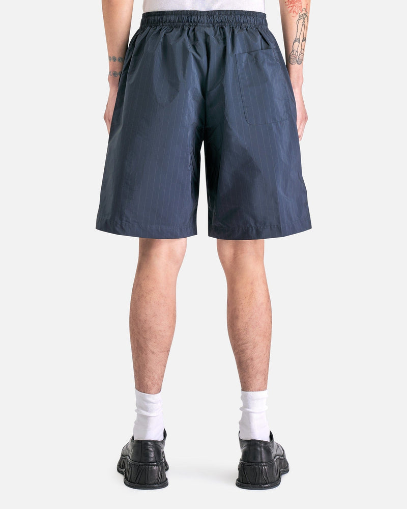 VETEMENTS Men's Shorts Paper Poplin Tailored Shorts in Black Pinstripe