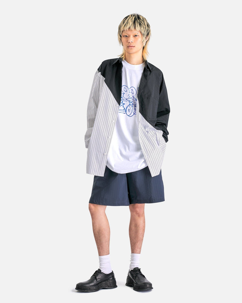 VETEMENTS Men's Shorts Paper Poplin Tailored Shorts in Black Pinstripe