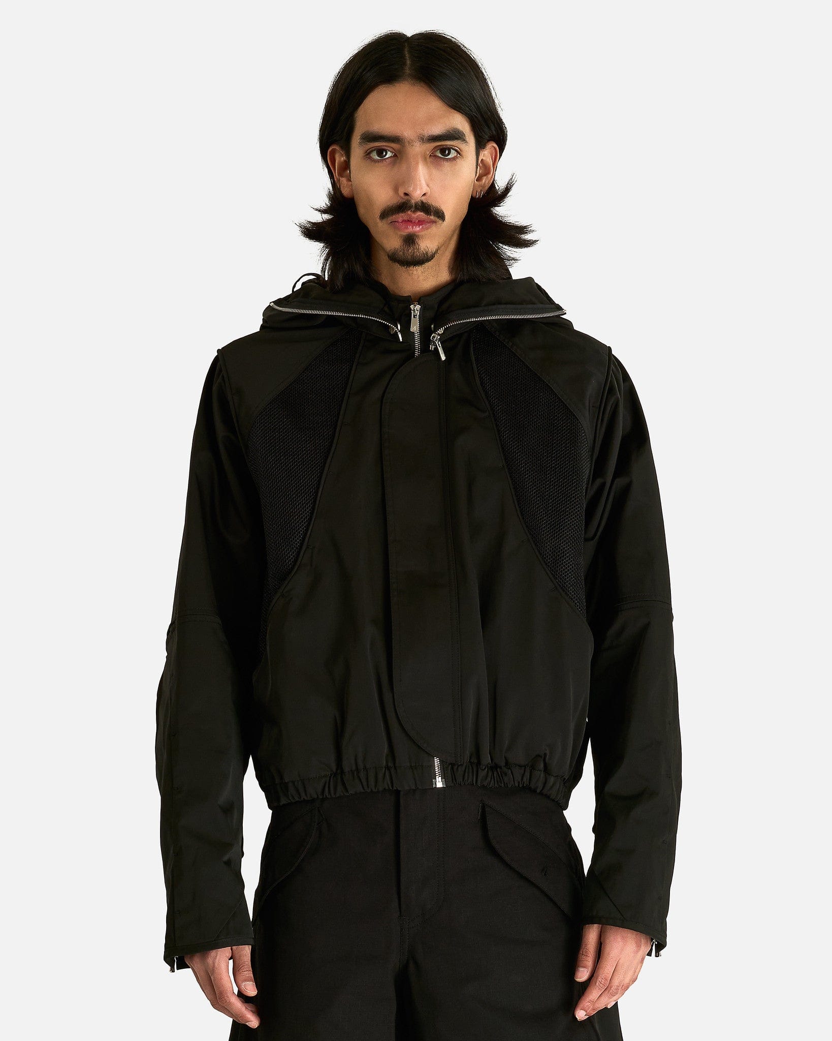 FFFPOSTALSERVICE Men's Jackets Parachute Hooded Jacket in Black