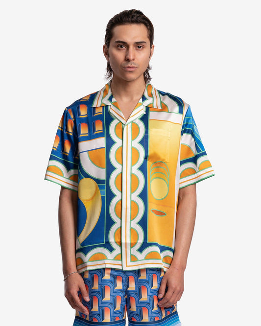 Casablanca Men's Shirts Paysage Cuban Collar Short Sleeve Shirt in Multi