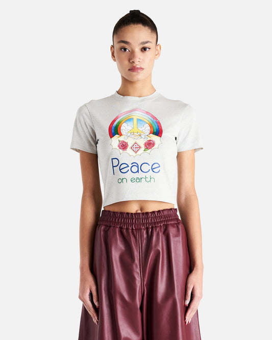 Casablanca Women T-Shirts Peace on Earth Printed Baby T-Shirt in Multi