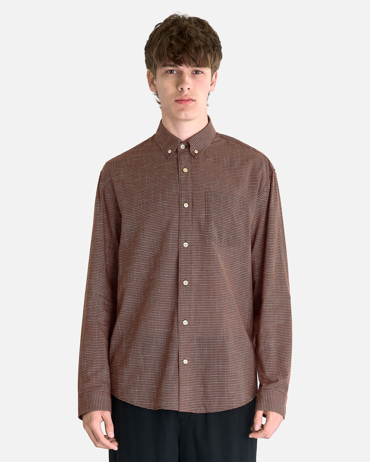 The Row Men's Shirts Pempeo Shirt in Chocolate Check