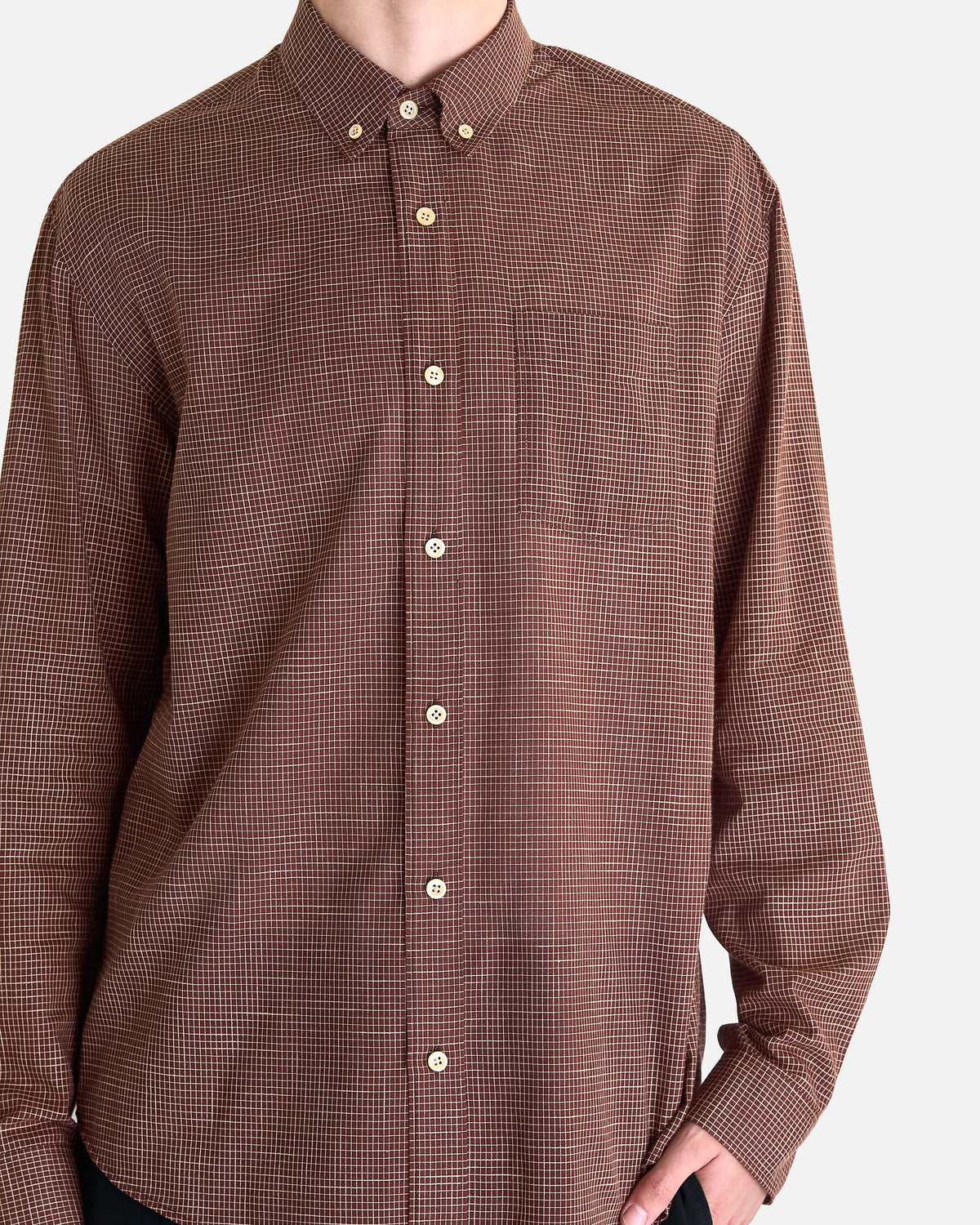 The Row Men's Shirts Pempeo Shirt in Chocolate Check